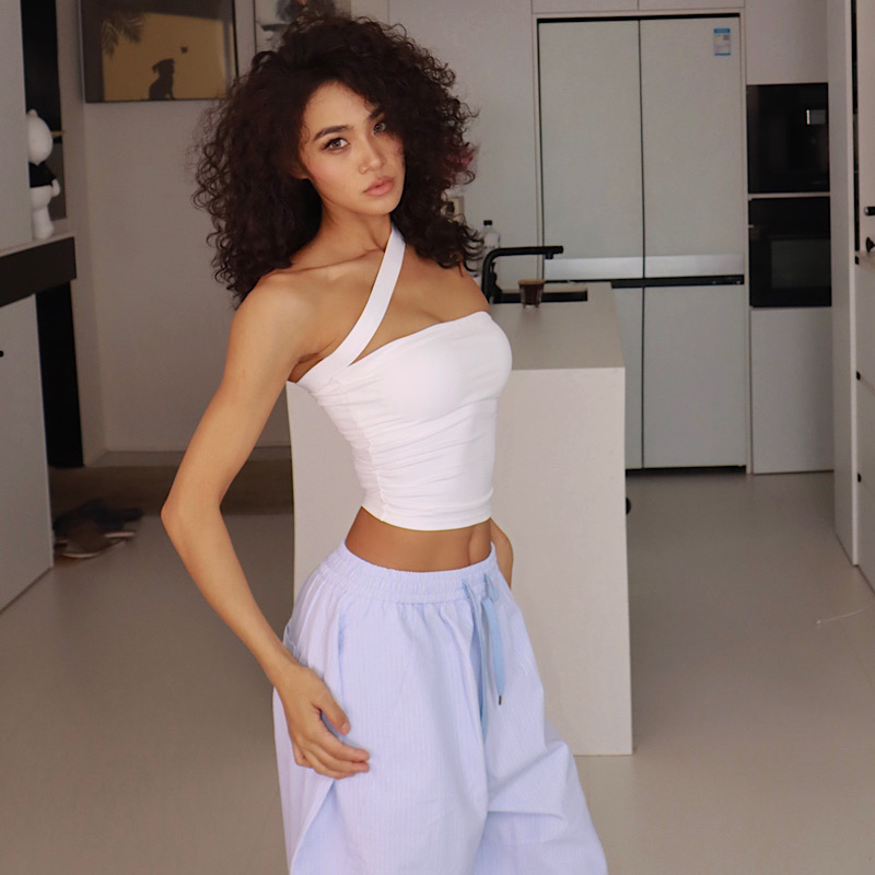 akiyostudio瑜伽背心抹胸挂脖运动性感无袖舞蹈健身服瑜伽上衣