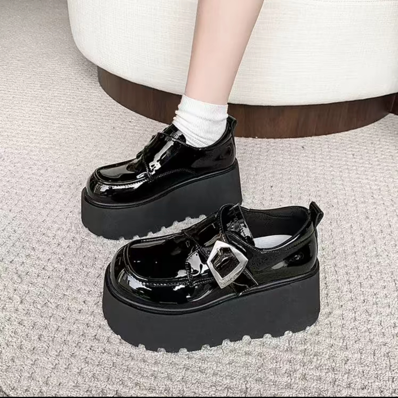 2025新款松糕厚底七分乐福鞋9152