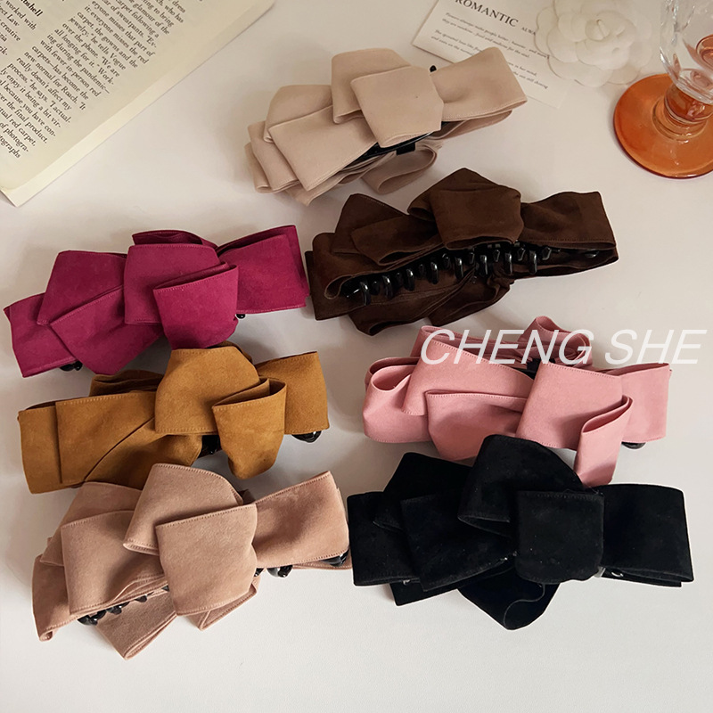 美拉德系蝴蝶结香蕉夹女秋冬气质百搭高级感后脑勺抓夹马尾夹竖夹