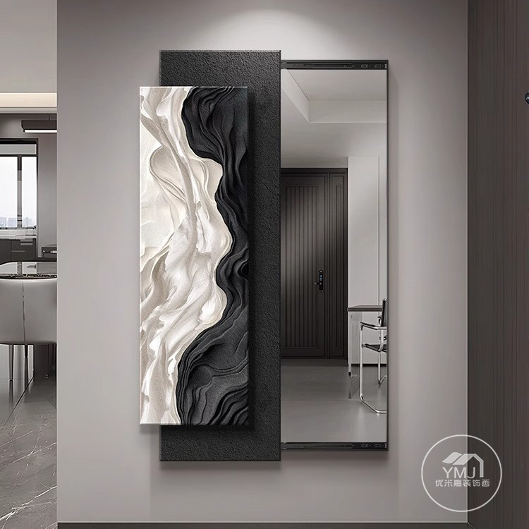 高级感简约全身镜装饰画隐藏式穿衣镜挂画玄关卧室轻奢镜子画