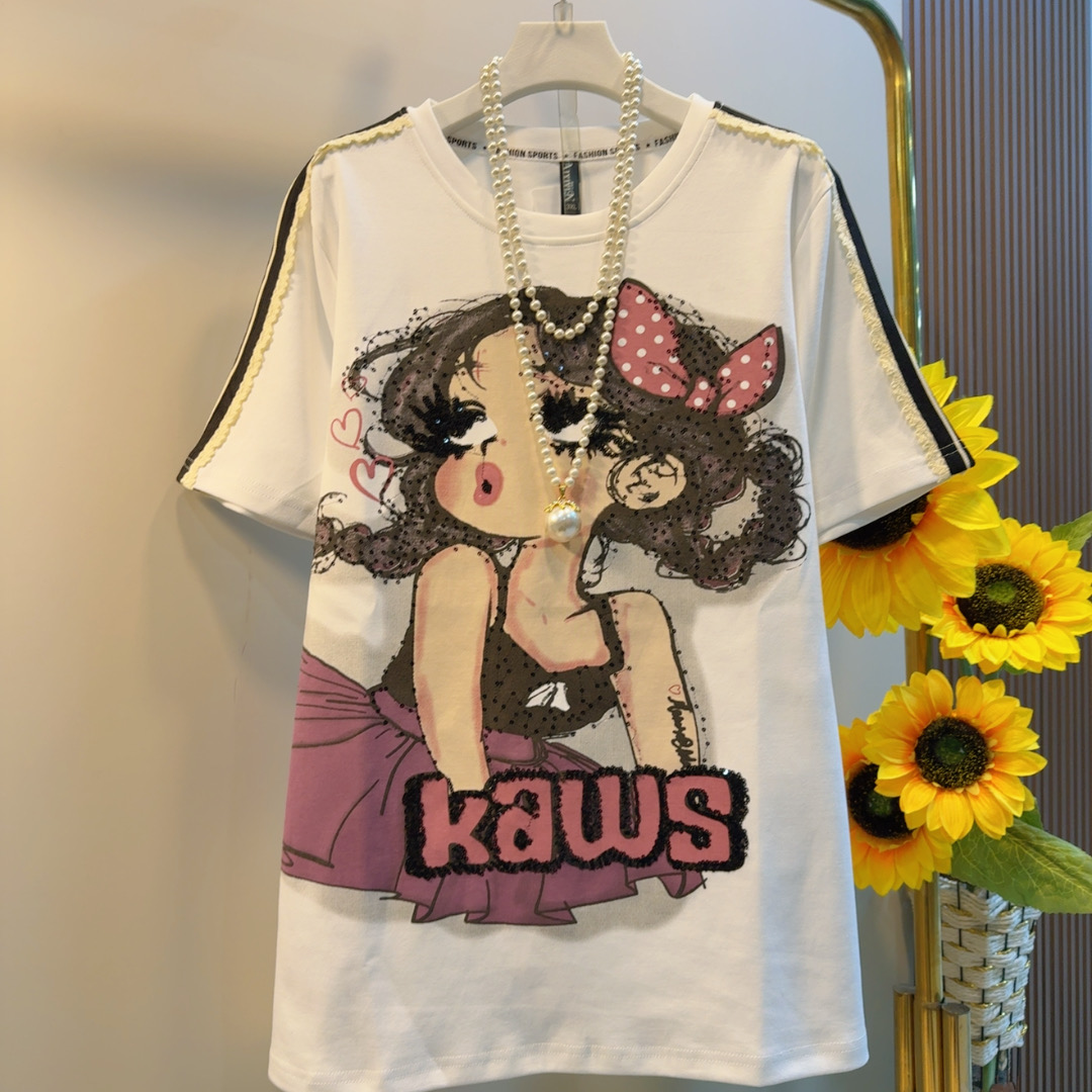 AXY新款减龄休闲洋气宽松大码短袖T袖