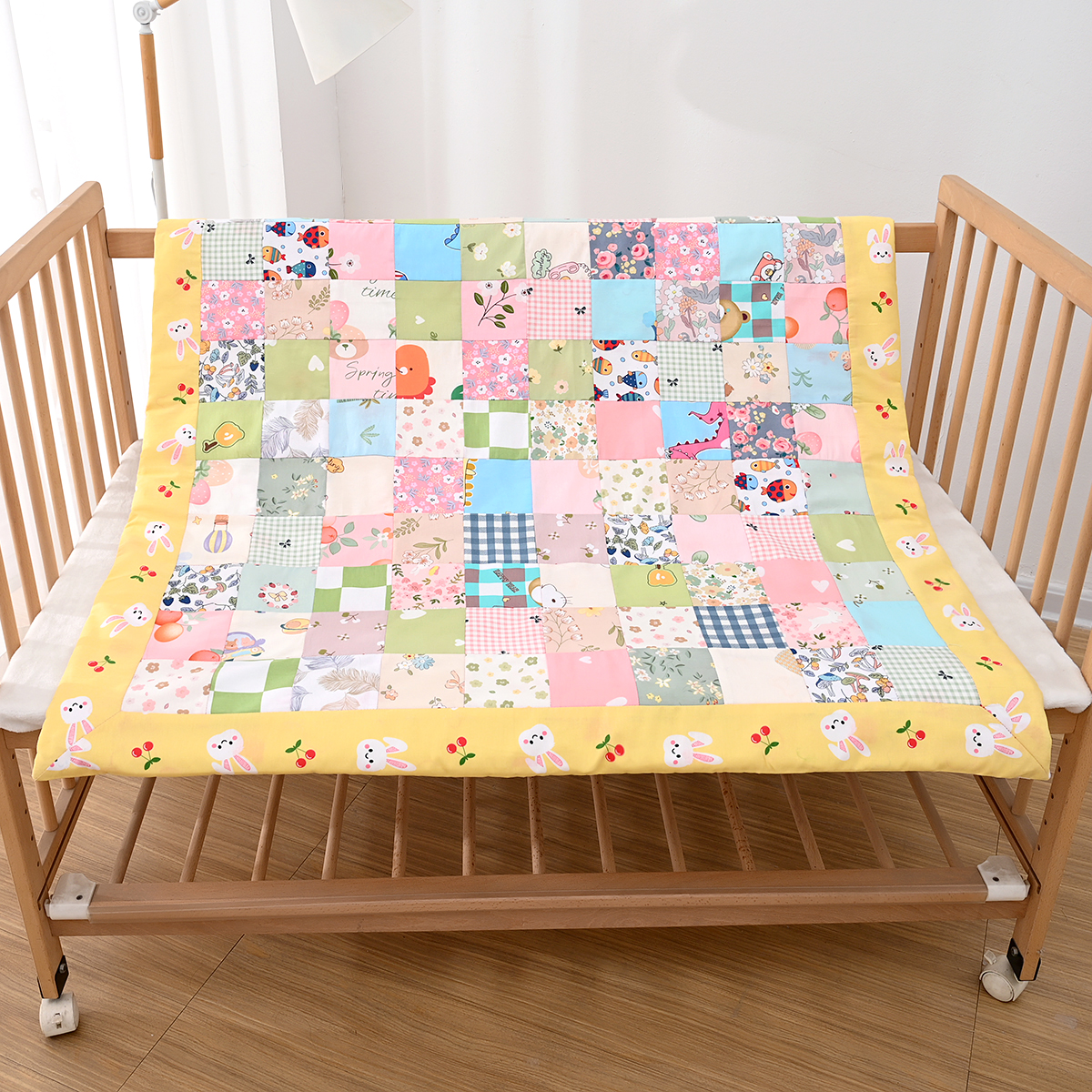 纯棉婴儿百家布料拼图成品包被手工棉花百纳福包被新生儿儿童盖毯