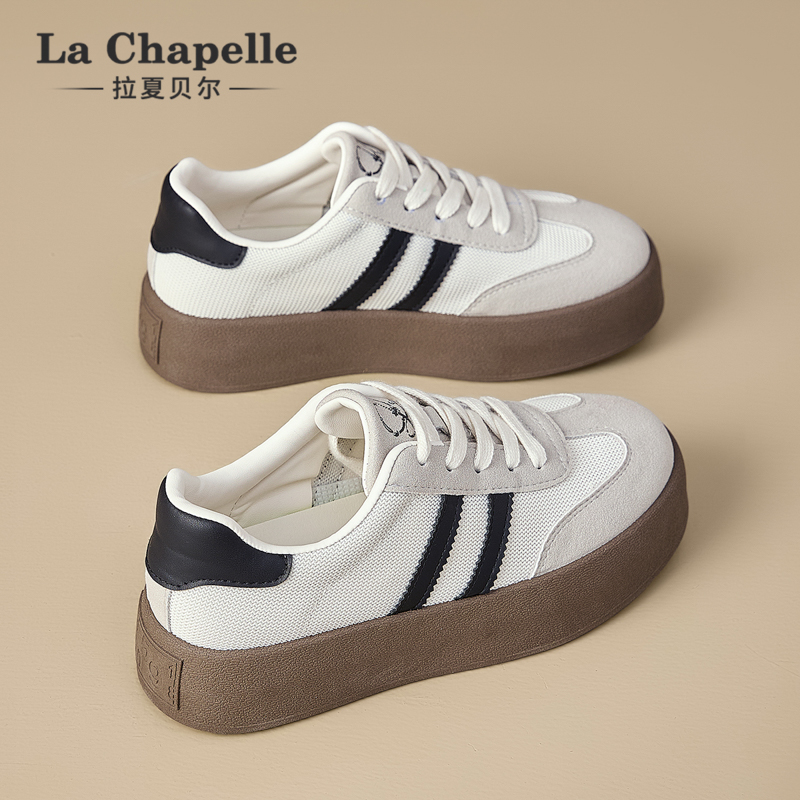 拉夏贝尔厚底德训鞋2025新款冬季网红爆款女增高休闲百搭小众高级