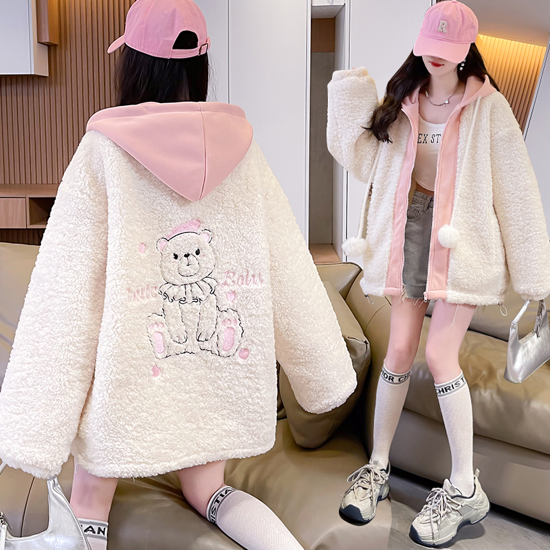 加绒加厚棉衣外套女2025冬季新款少女孩初中高中学生宽松保暖棉服