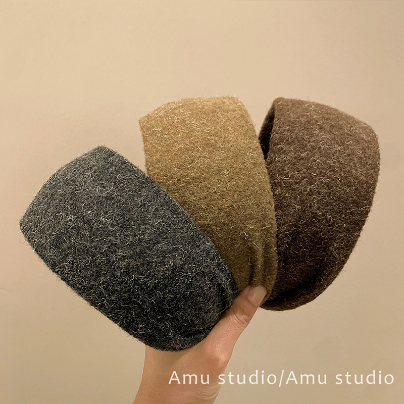 韩系秋冬毛呢宽边发箍女2025新款气质高颅顶压发头箍日常外戴发卡