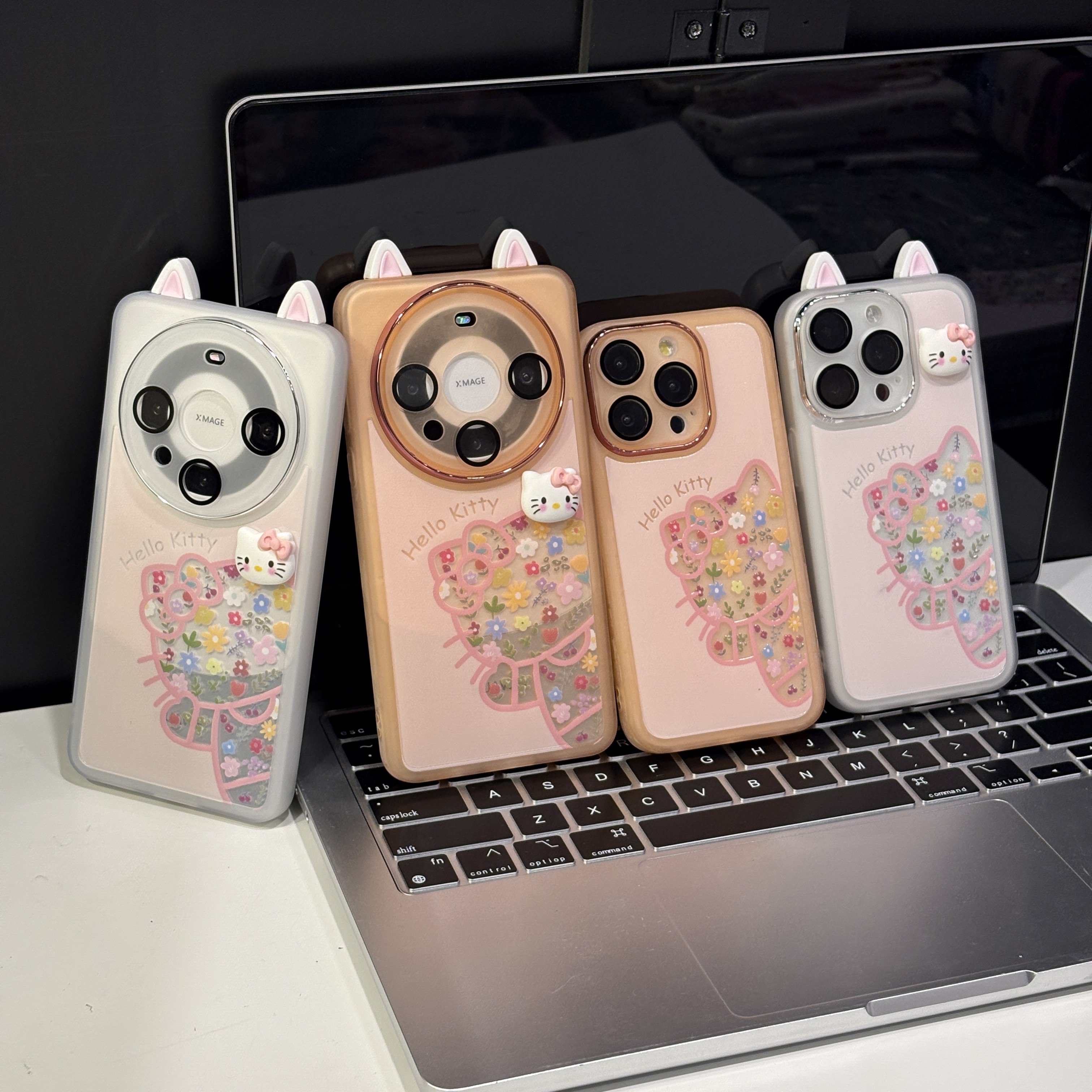 适用苹果17pro手机壳16pm金属镜框华为p70简约oppo小米15碎花凯蒂