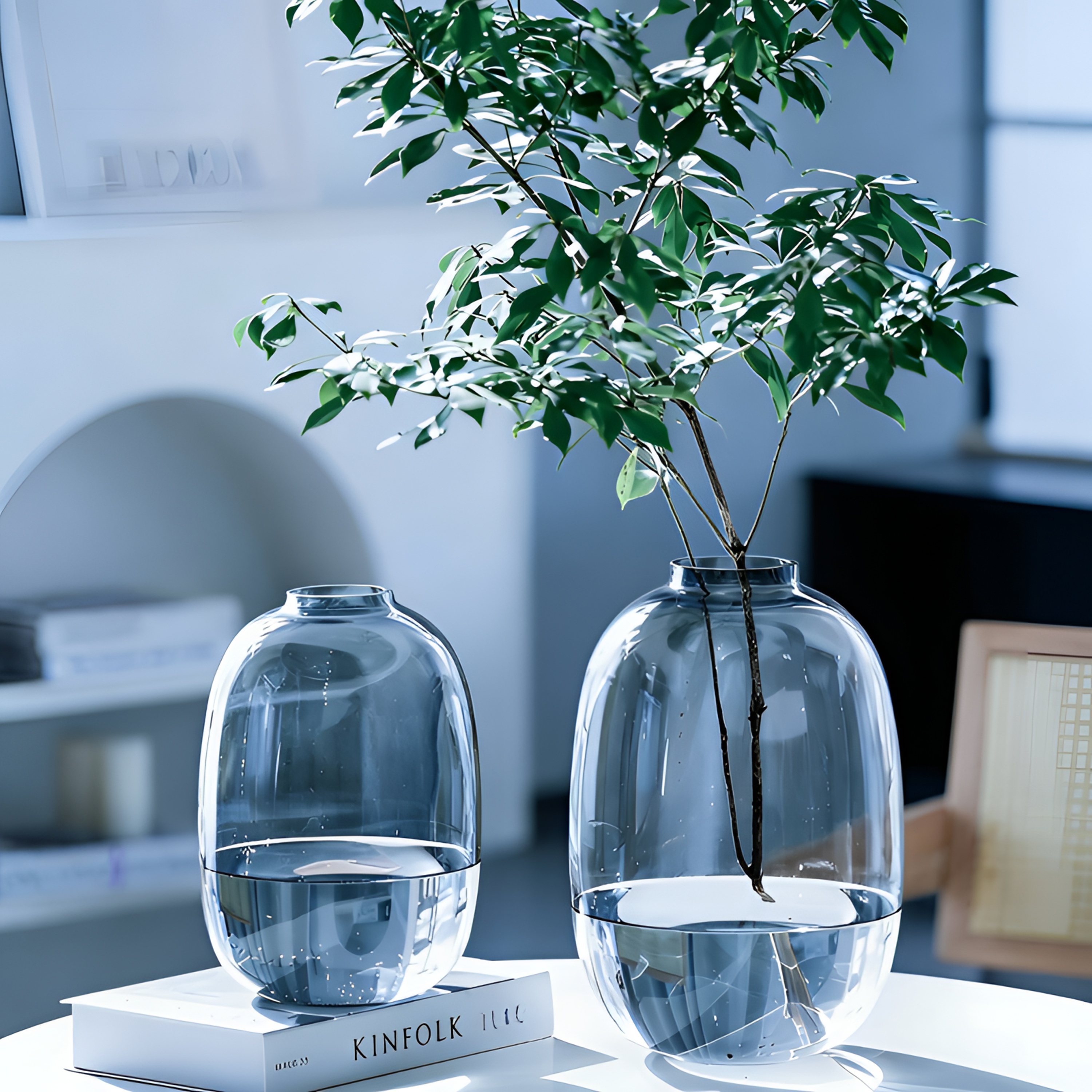 网红轻奢喜悦大肚透明玻璃花瓶水培器皿马醉木雪柳富贵竹吊钟鲜花