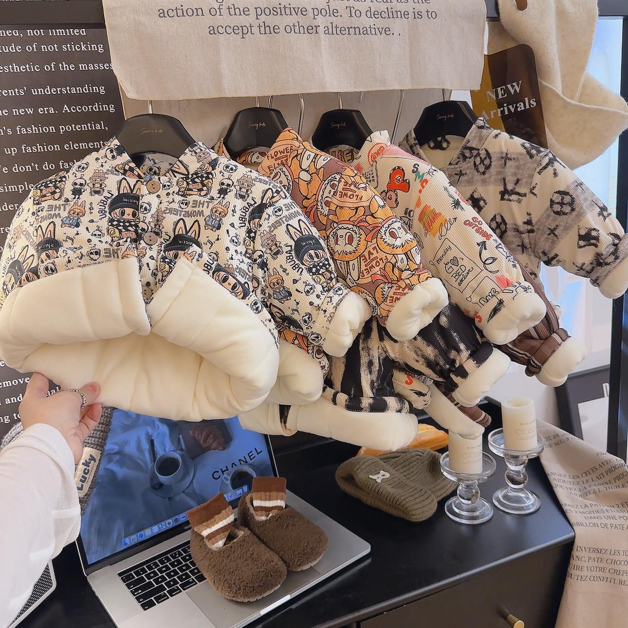 韩版卡通开衫保暖休闲风棉服冬季宝宝夹棉加厚棉袄卡通儿童外套衣