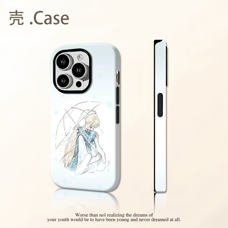 围巾女孩适用于苹果iPhone17promax安卓华为小米OPPO华为二合一
