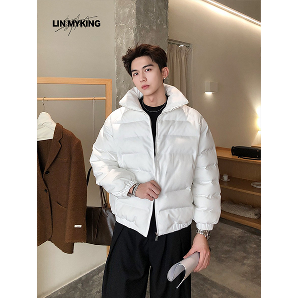 LIN MYKIN 冬季立领纯色加厚保暖棉衣排骨面包服宽松棉服外套男