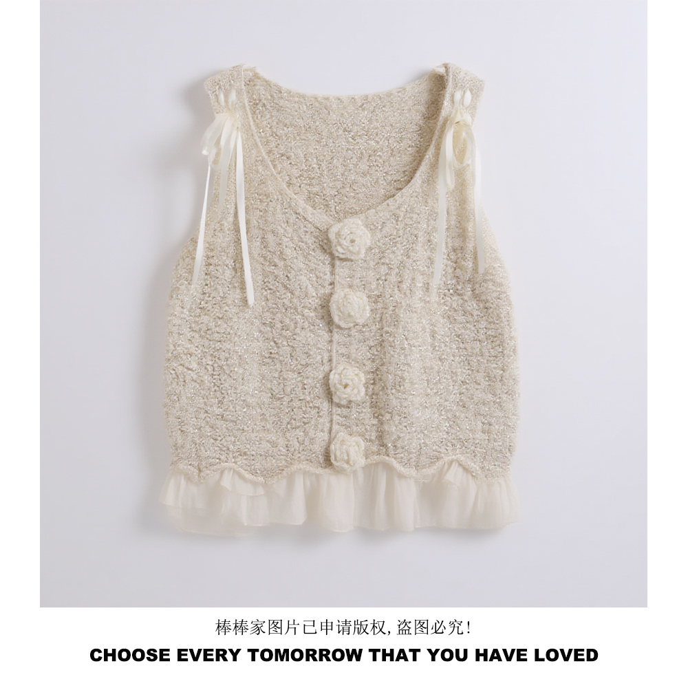 气质舒适保暖厚款提花秋季马夹小香风时尚上衣无袖常规款马甲针织