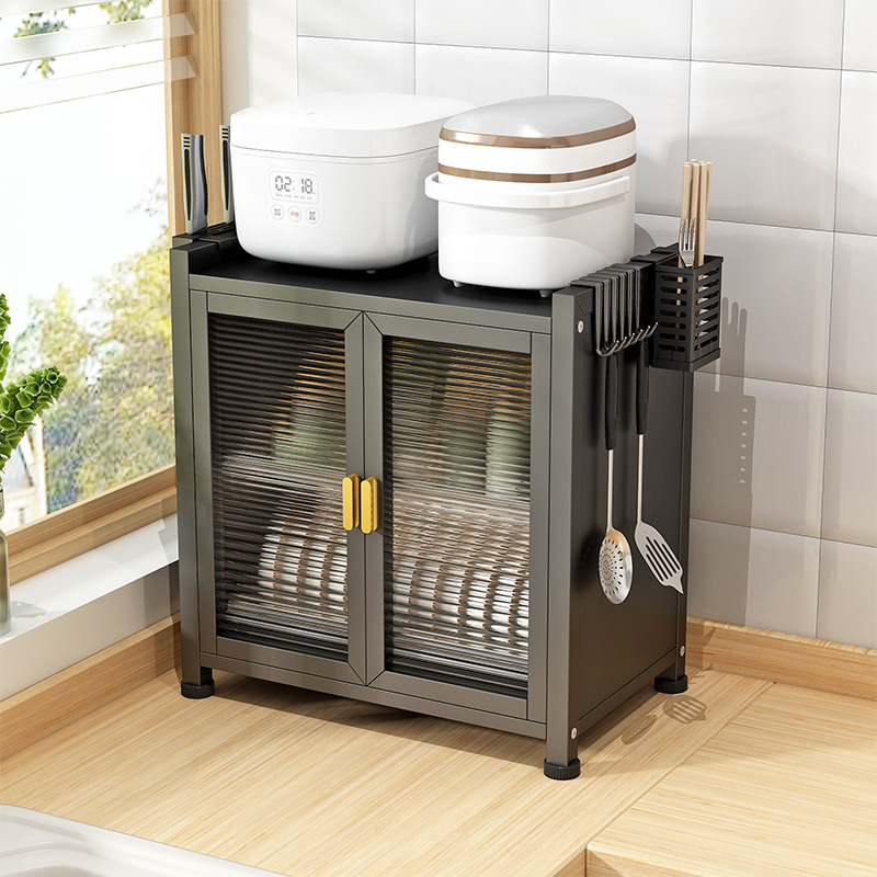 防尘碗碟架厨房置物架可抽拉双层台面沥水碗碟盘柜收纳架刀具筷子