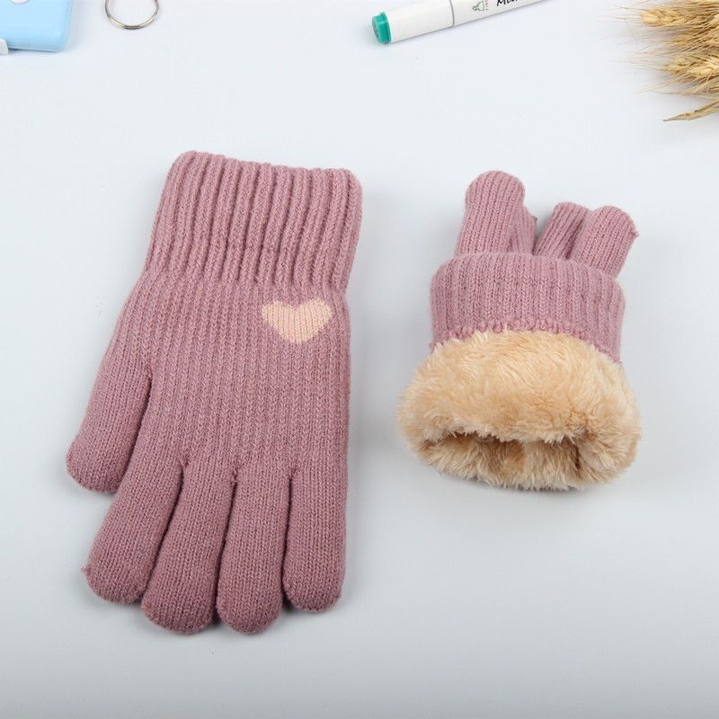 高品质桃心双层针织加厚加绒冬季保暖防寒手套户外零下40度可触屏