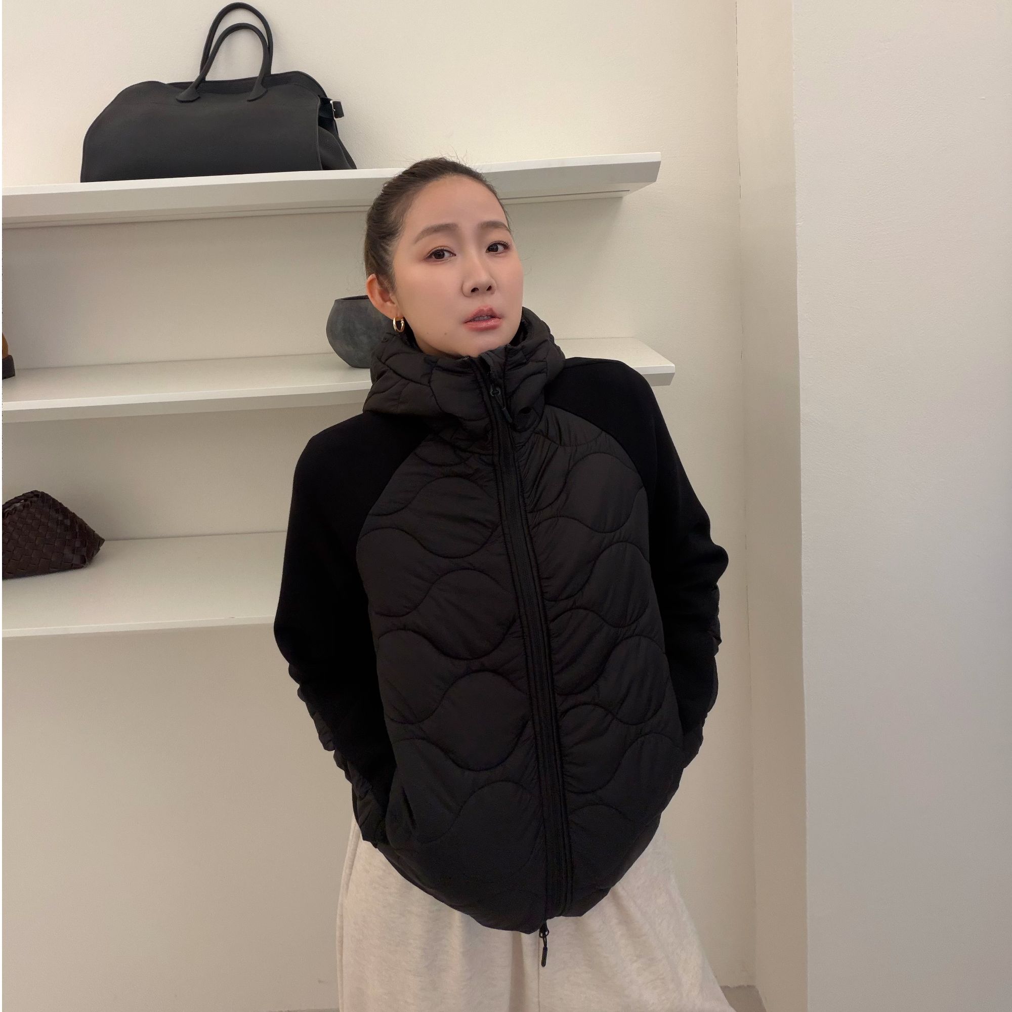 widelia陈魅儿2025秋冬新款 撞色设计连帽棉服户外保暖外套826825