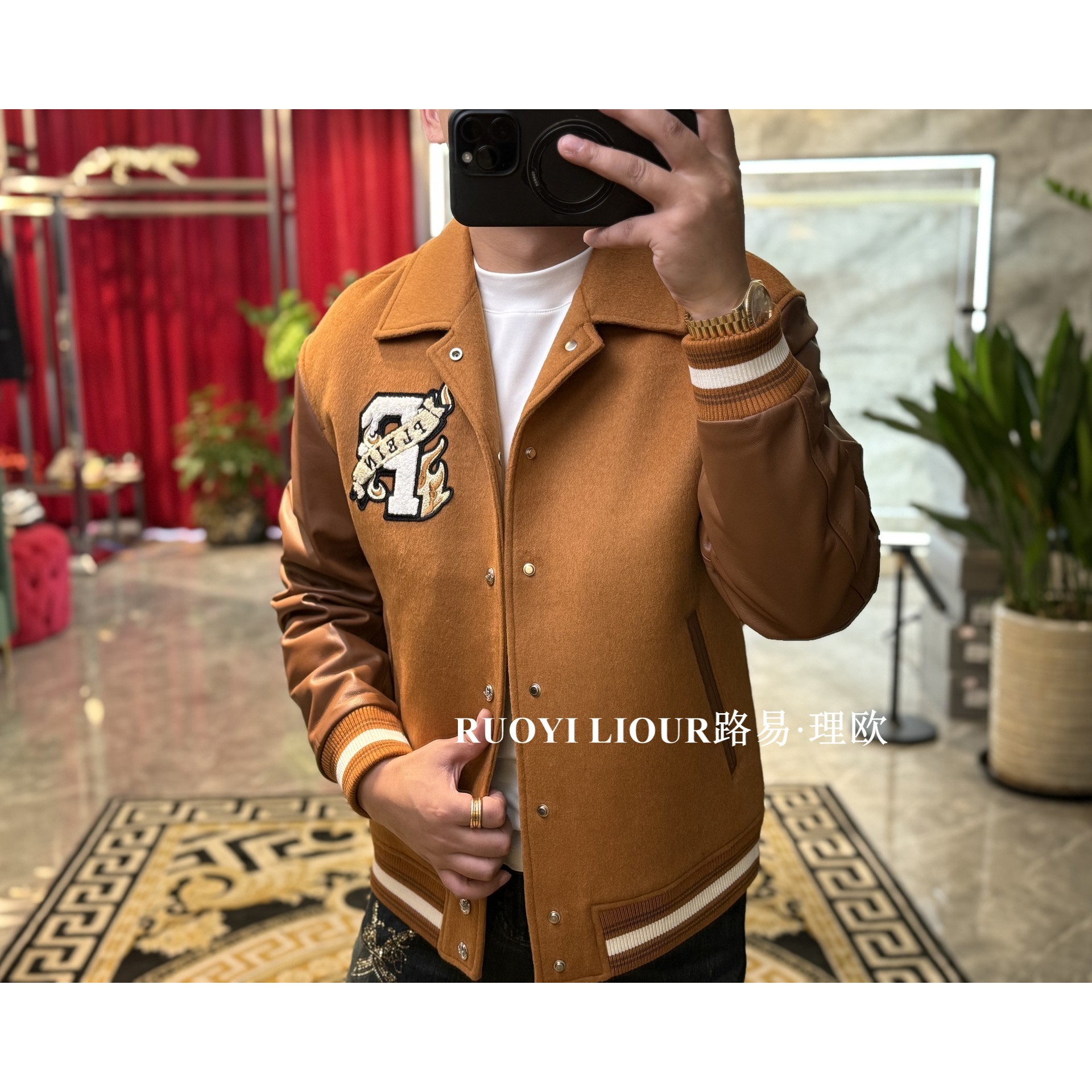 【路易理欧】简欧冬季新品绵羊毛拼接绵羊皮男士棉服夹克0637