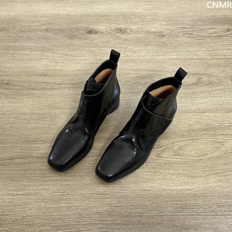 【奥莱撤柜】Dannyfrey秋冬款英伦风真皮皮带扣短靴女粗跟方头后