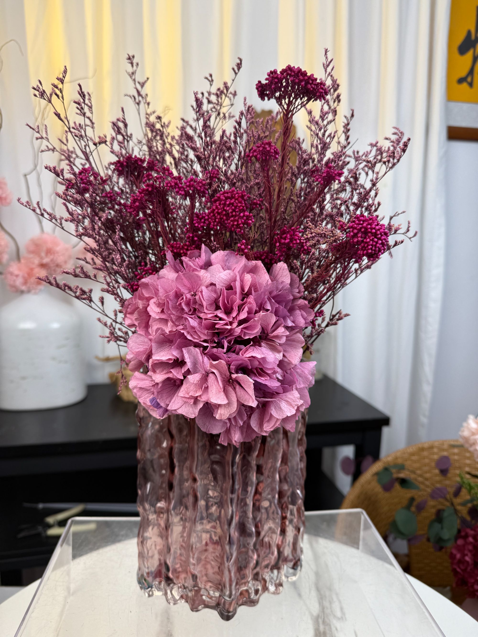 【紫焰】永生花绣球花花束搭配装饰客厅摆件玄关客厅摆放轻奢风