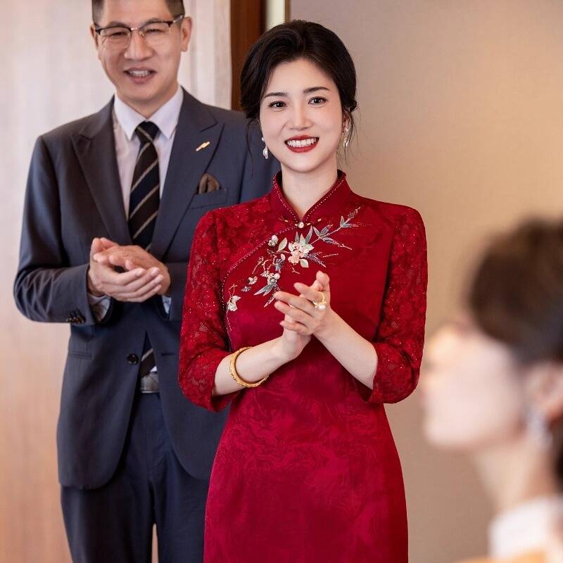 喜婆婆中式旗袍连衣裙女2025秋冬新款喜妈妈敬酒服新娘婚宴晚礼服