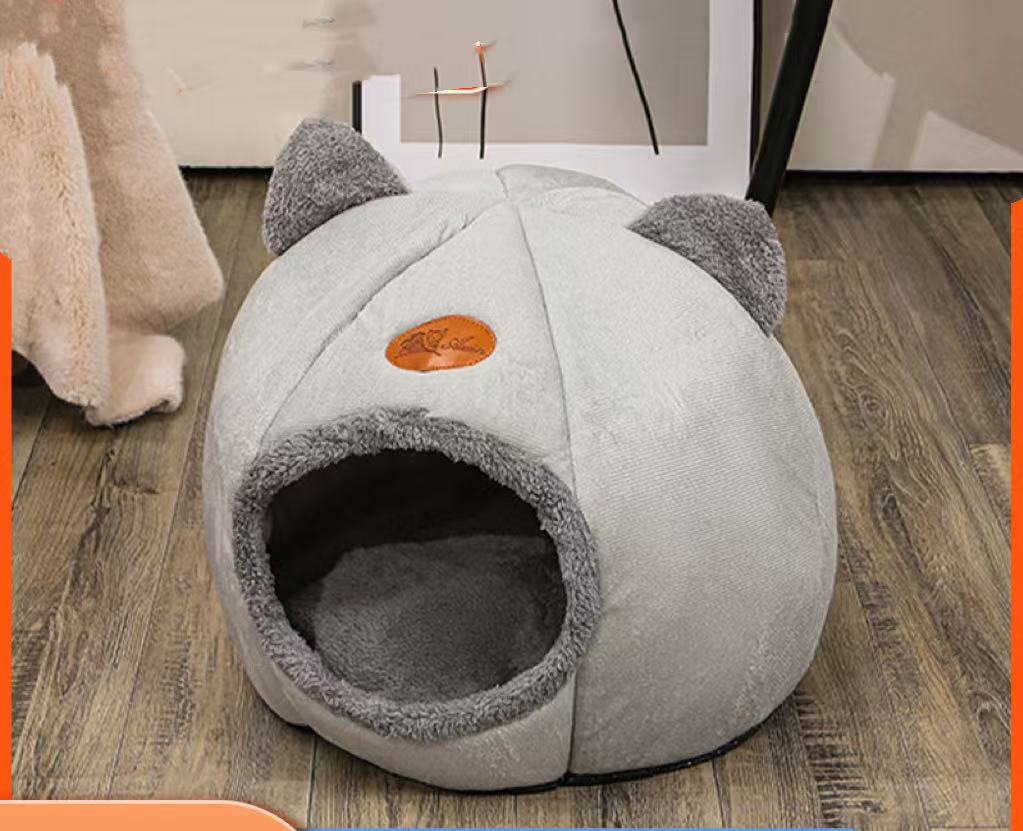 新品狗窝冬季半封闭加厚保暖保暖加绒圆形拖鞋冬款狗窝四季通用
