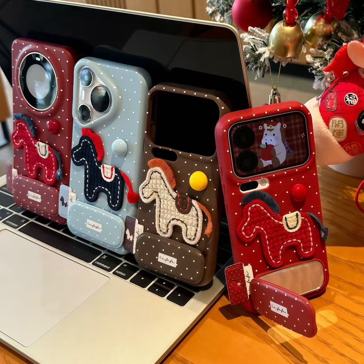 马年小马刺绣支架适用于iphone17Promax手机壳16pro/15新款14防摔