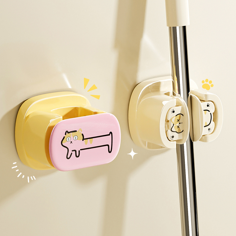 橱明星卡通吸盘拖把架家用扫把清洁工具挂钩置物架浴室门后拖把夹