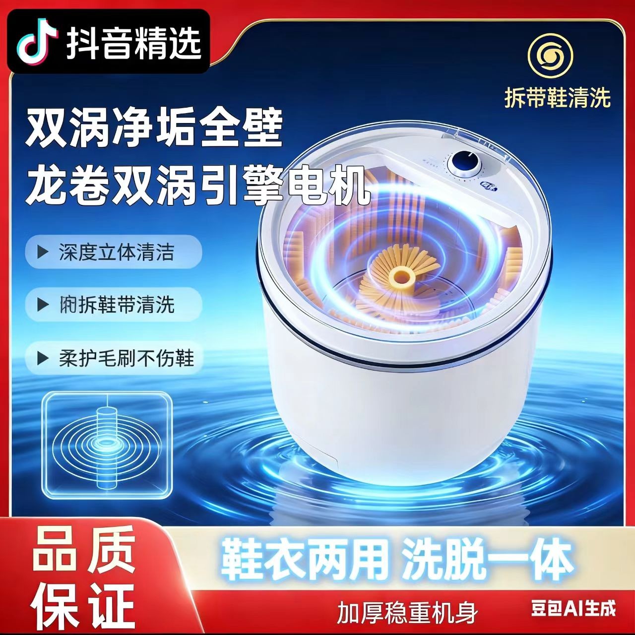 小xiao米生态链洗鞋机洗脱一体半全自动家用全壁刷鞋子专用洗袜子