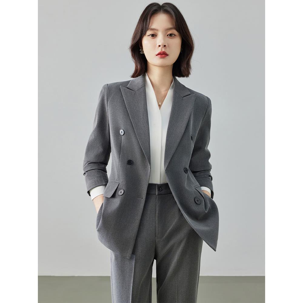 灰色西装套装女2025新款春秋高级感气质职业装正装西服外套工作服