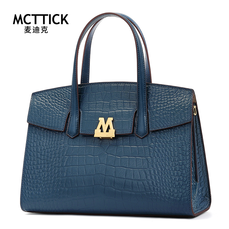 轻奢品牌女包高档头层牛皮包包鳄鱼纹手提包大气女士包气质单肩包