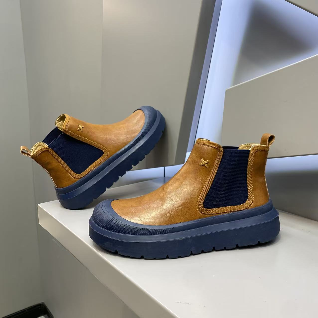 【皮鞋码】新款皮面一脚蹬纯色经典百搭潮流男士时尚休闲潮鞋时髦xs