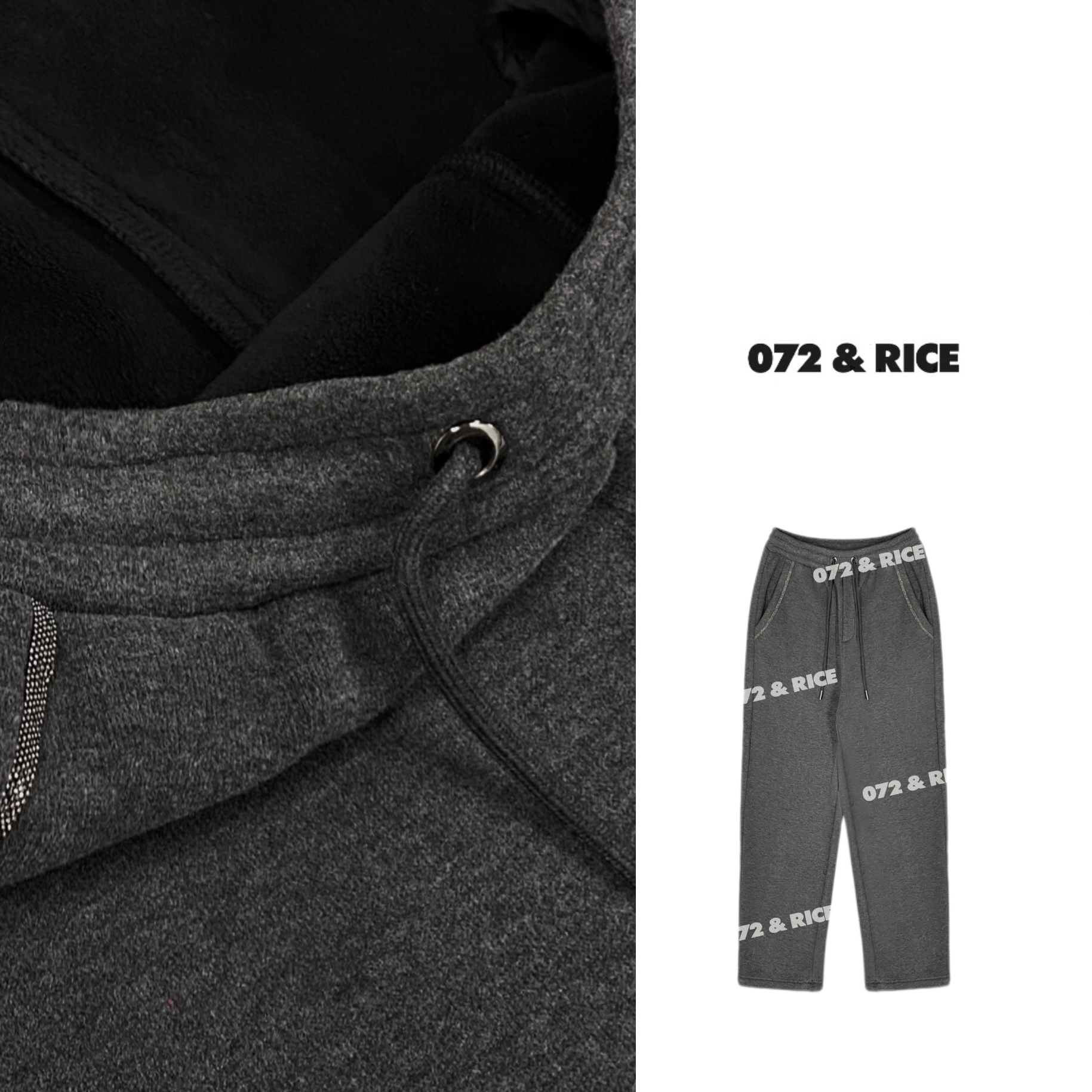 072 & RICE【BC裤】秋季休闲橡筋腰抽绳加绒直筒裤 31LK51