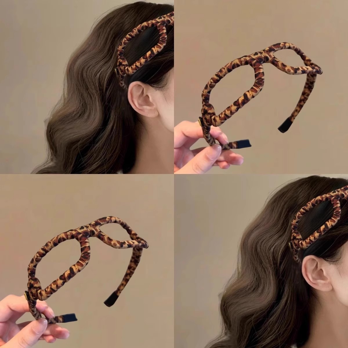 高级感豹纹眼镜发箍女款时尚洋气高颅顶压发头箍外出百搭发卡头饰