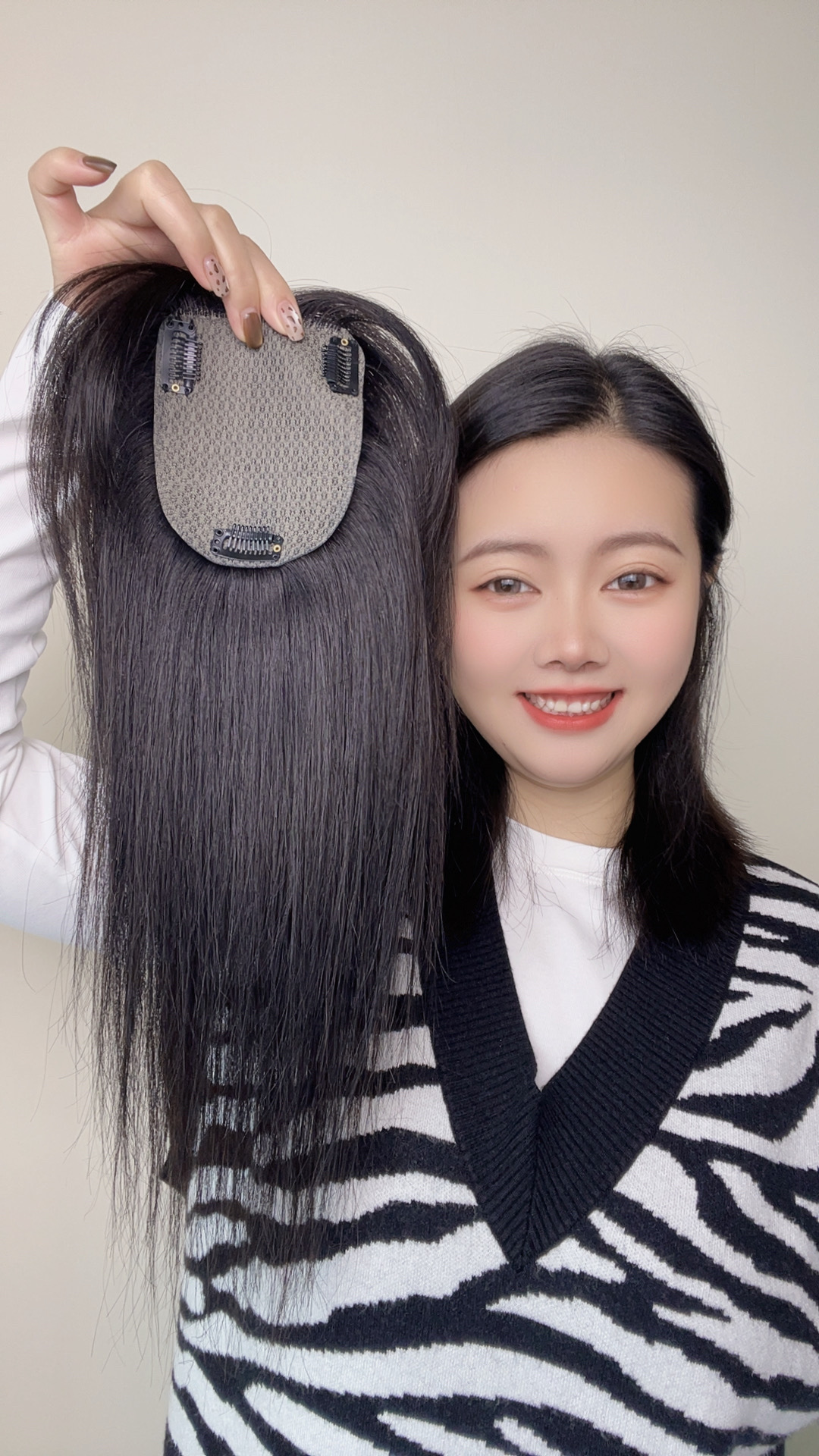 透气网【10*12】女士手织全真发头顶补发片发根隐形一片式假发片