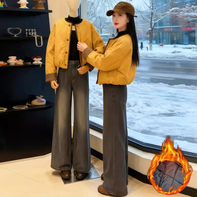 撞色高级感轻薄夹棉短外套女装2025秋冬韩系新款时尚洋气棉服上衣