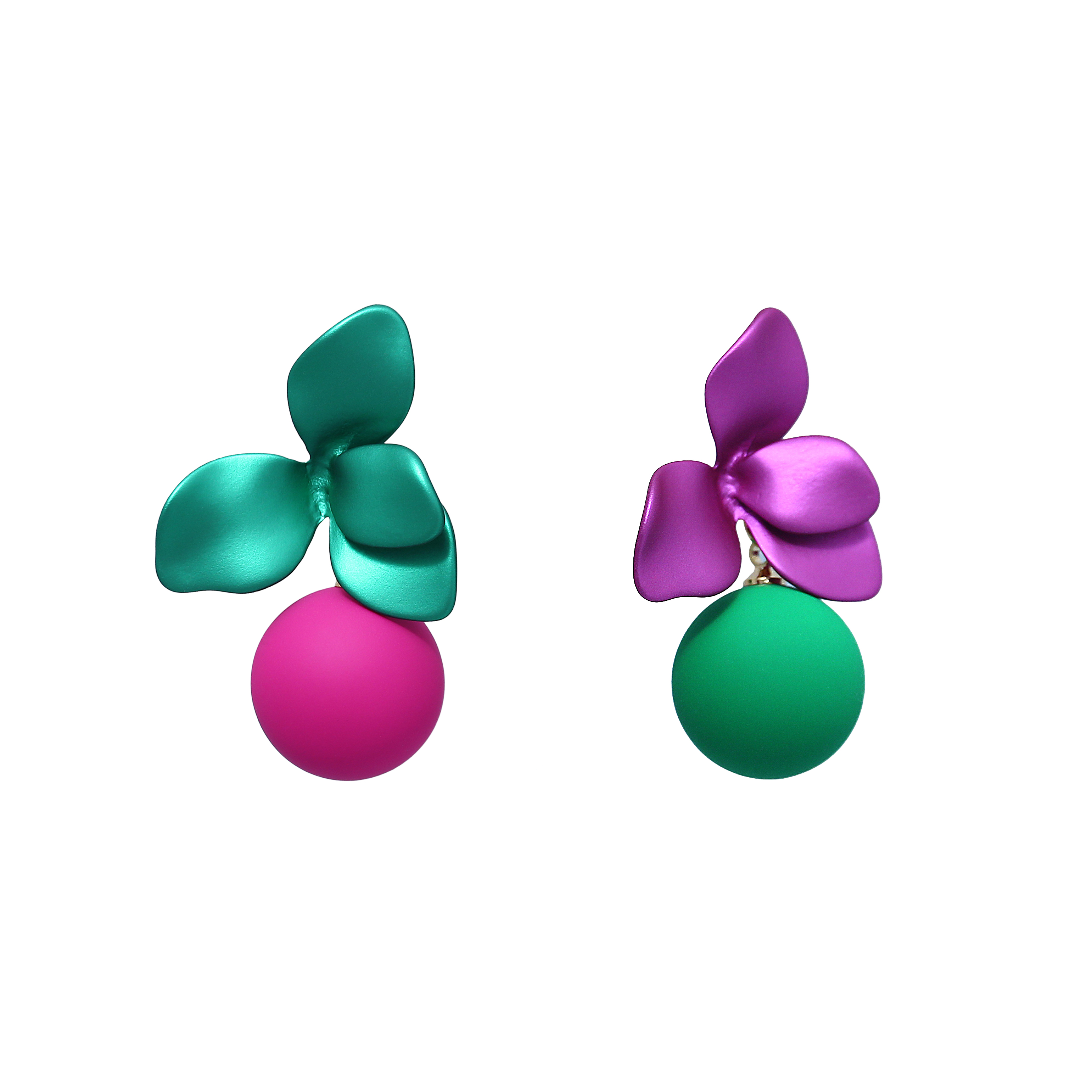 铜合金耳饰 她绽放 高品质撞色花瓣时尚百搭气质简约高级感耳环