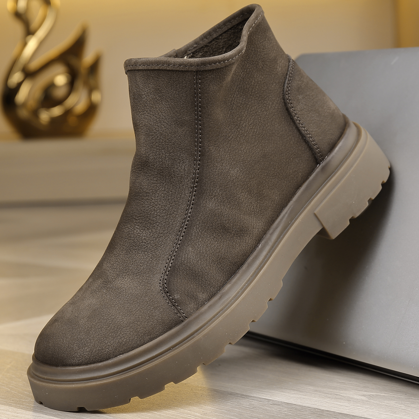 1099渡诺班尼头层牛皮男款休闲皮鞋牛筋软底男高帮皮鞋男鞋真皮