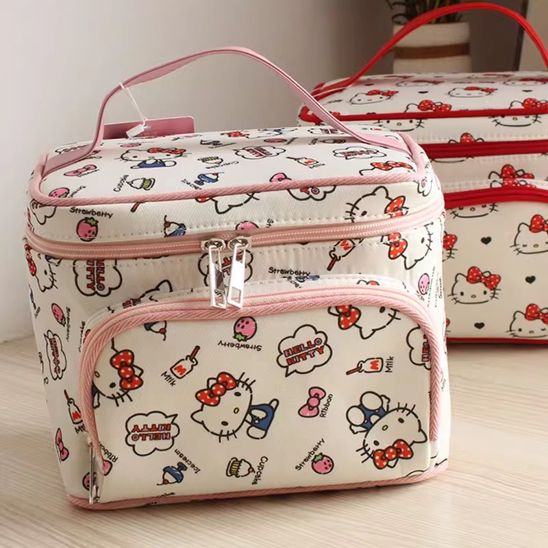 2025款大容量手提化妆包洗漱收纳箱粉色手提化妆包半定型少女心