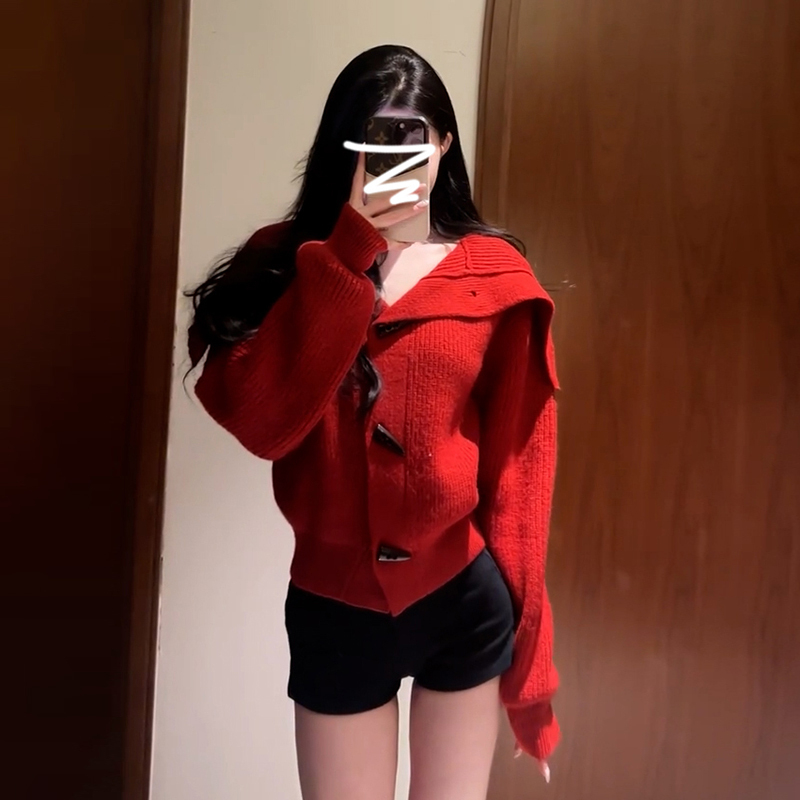 高级感红色高领毛衣女2026新款秋冬季慵懒风圣诞穿搭针织衫上衣