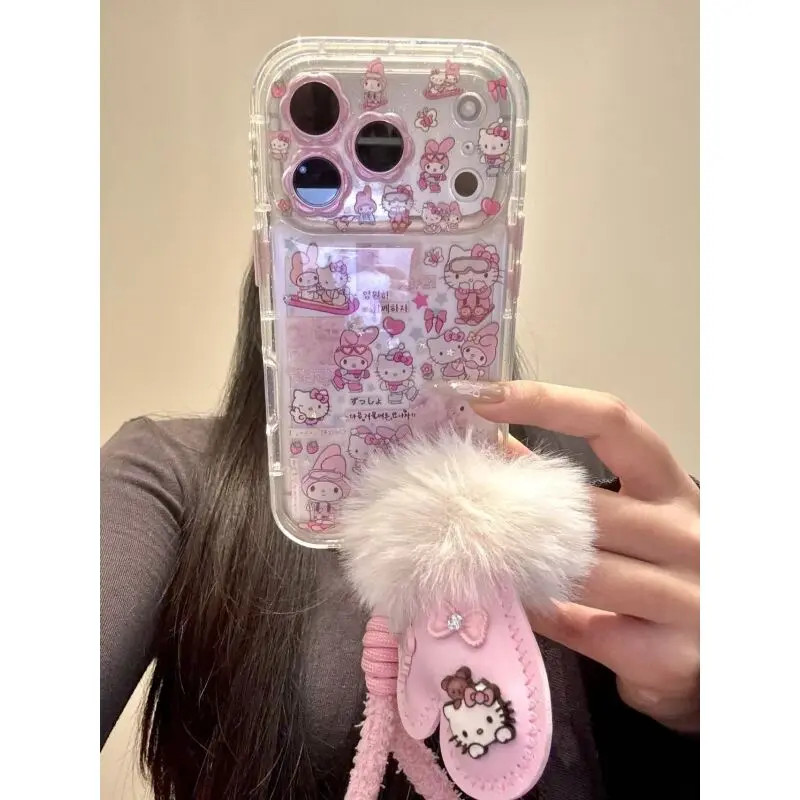 软萌可爱插图滑雪美乐蒂猫咪适用于iphone17promax苹果16手机壳