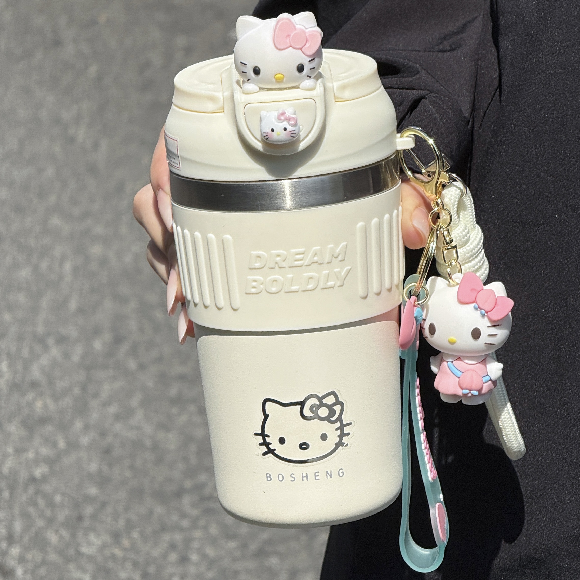 hellokitty保温杯大容量2025新款学生可爱水杯带吸管杯子手提便携