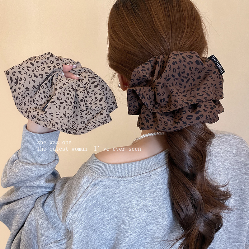 韩系复古豹纹大肠发圈女2025新款扎头发绳耐用马尾头绳日常发饰品