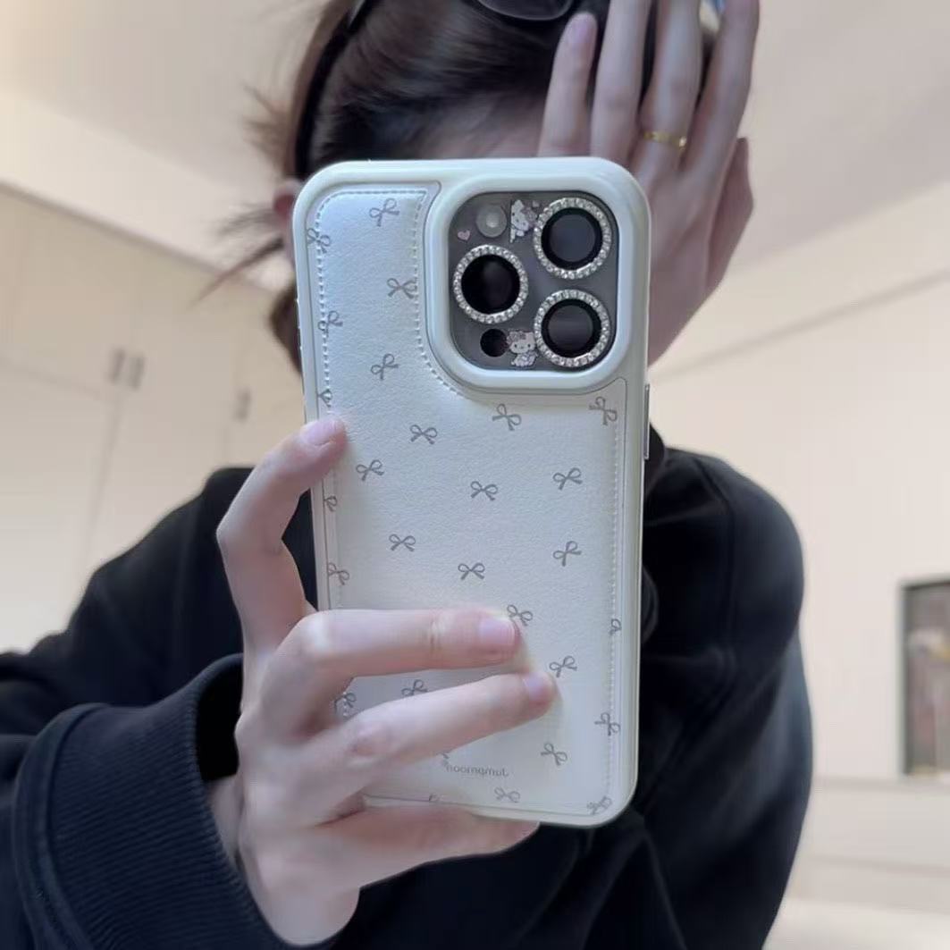 简约蝴蝶结适用于iphone17Promax手机壳16卡通15苹果14鼓包13防摔