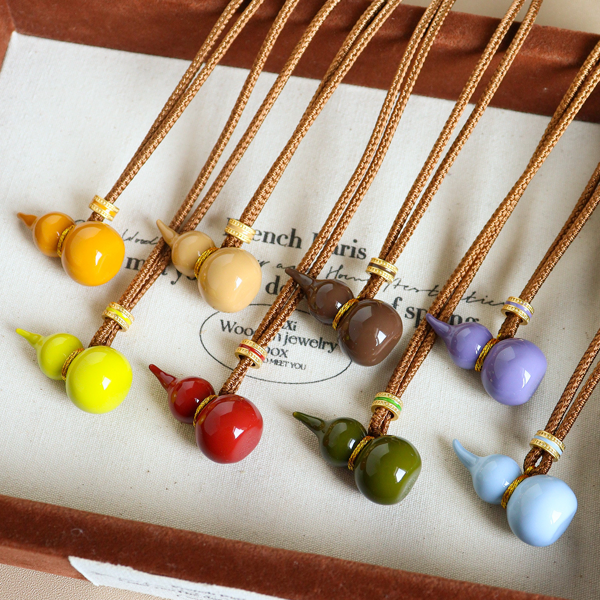 铜合金珐琅吊坠 鼎溢秋冬新款滴油珐琅葫芦吊坠项链配饰女轻奢yj