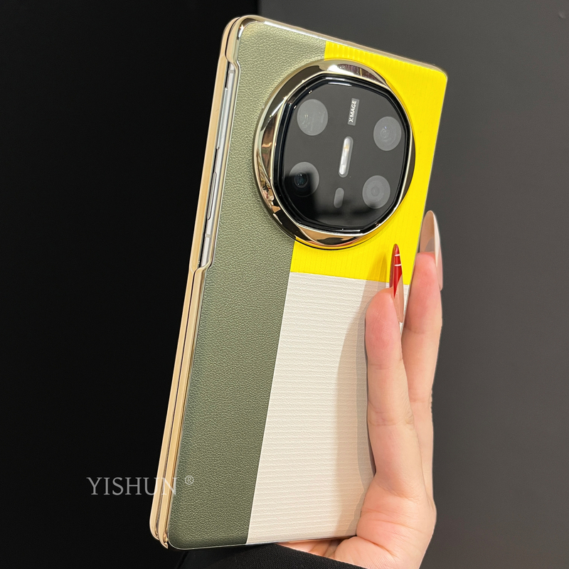 适用华为MateX6折叠屏手机壳新款高级感小众复古撞色拼接方纹Mate