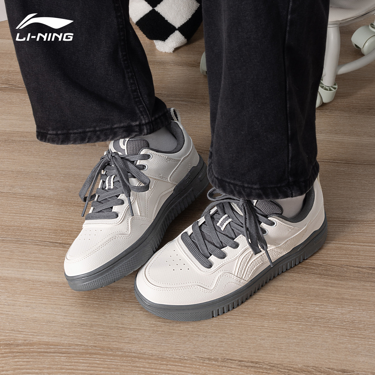李宁青云板鞋男鞋夏季新款灰色复古风经典百搭休闲鞋轻弹运动鞋男