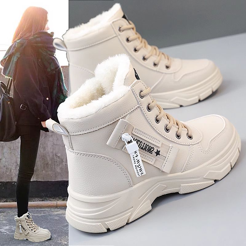 雪地靴女2025新款冬季加绒加厚马丁靴子女鞋短靴学生保暖运动棉鞋