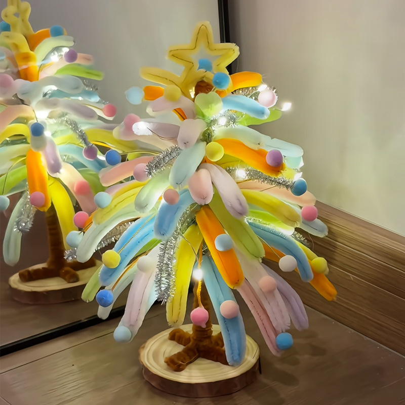 圣诞节扭扭棒烟花圣诞树发光圣诞小夜灯氛围感手工diy摆件创意灯