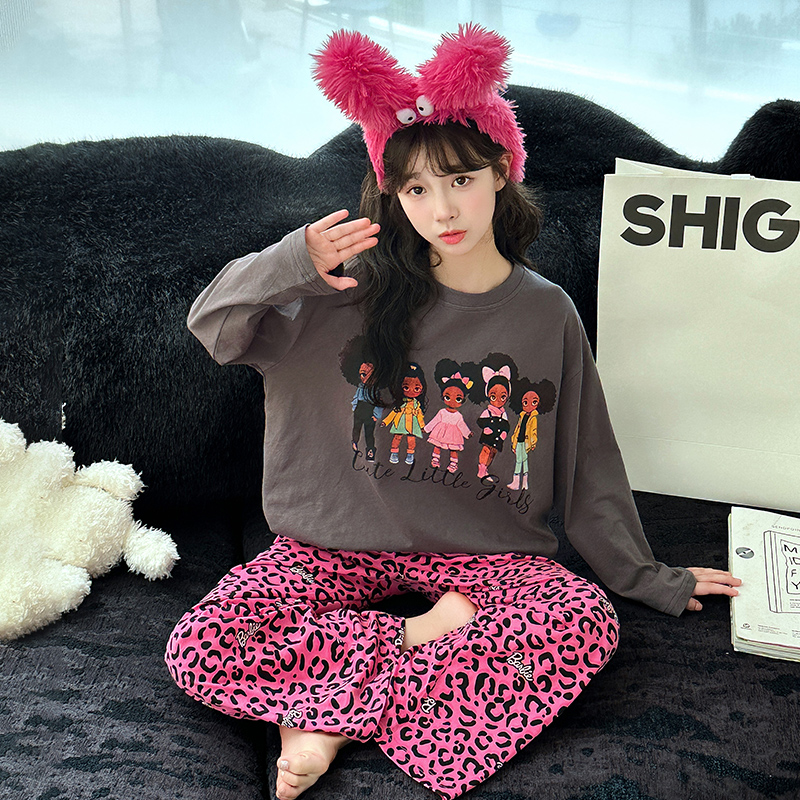 女童睡衣春秋2025新款儿童长袖高颜值家居服大童女孩纯棉长袖套装