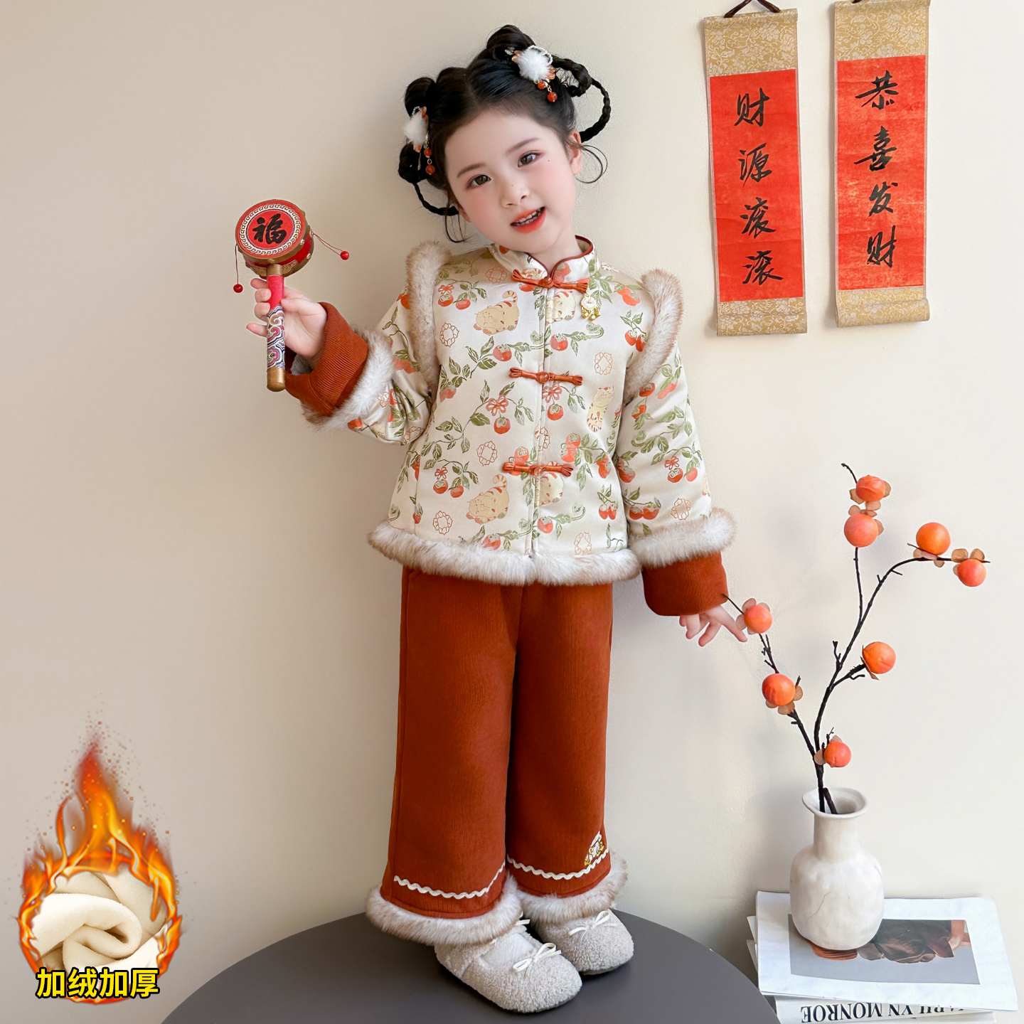 女童汉服冬装新年衣服拜年服2026新款女宝新中式唐装儿童过年套装
