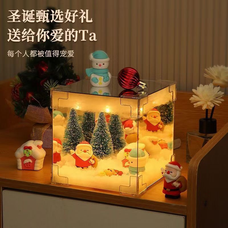 圣诞魔方小夜灯气氛圣诞节送女友圣诞礼物手工diy材料包摆件