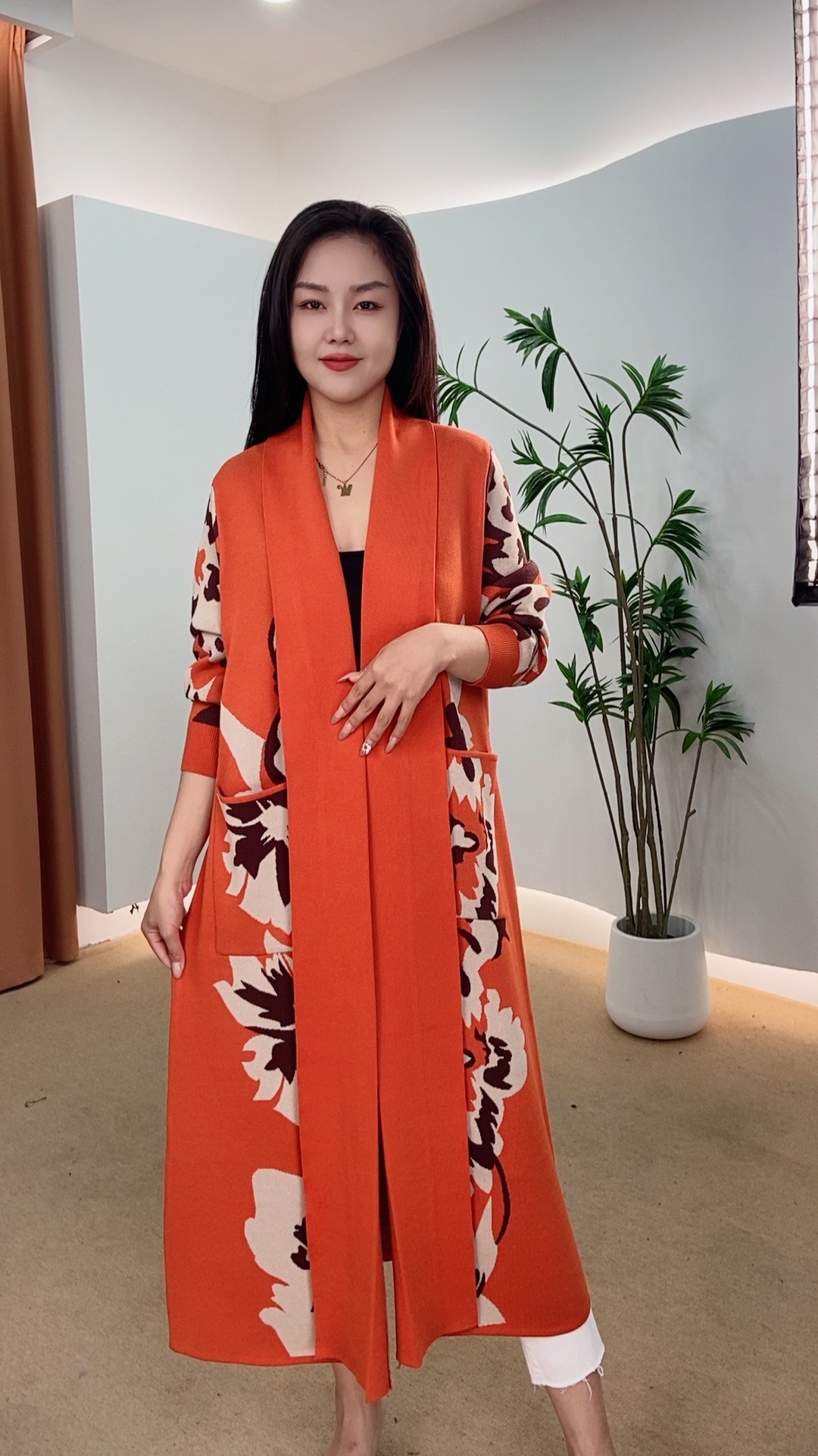 673号女装复古秋冬季气质优雅印花连衣裙显瘦气质大摆裙长款时尚